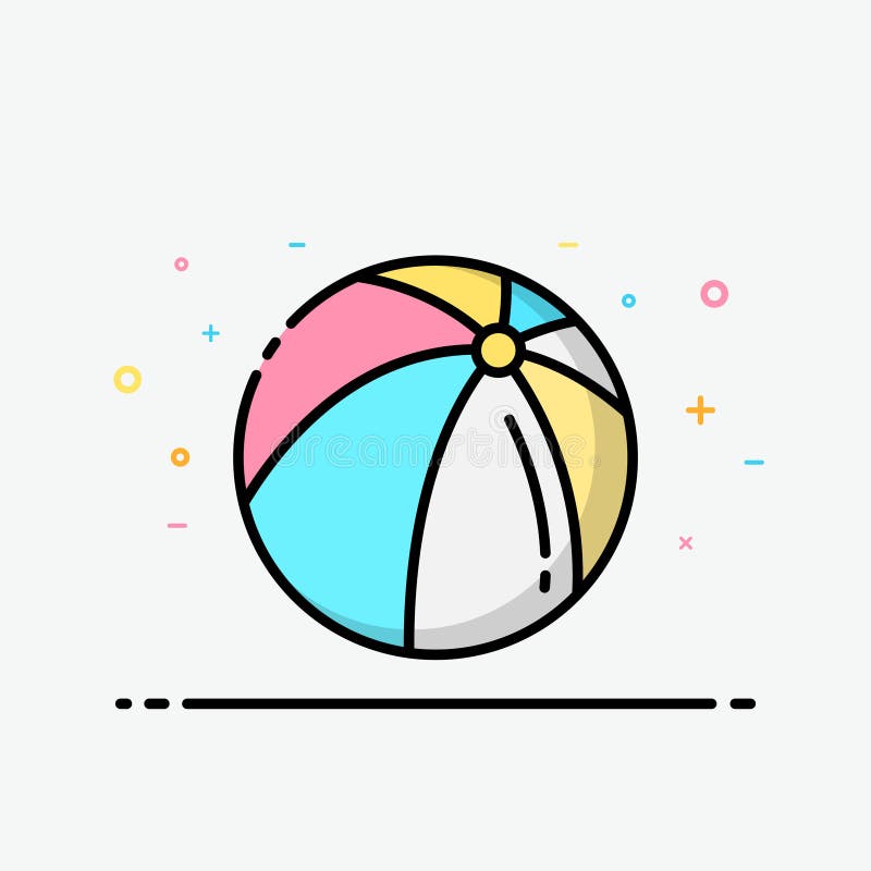 Beach ball icon colorful in filled outline style for summer poster and social media banner