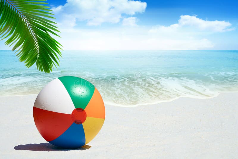 Beach Ball and Flip-Flops in the Sand Stock Image - Image of seawater