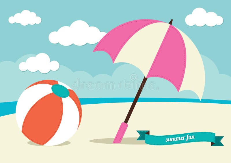 Beach Ball and Sun Umbrella