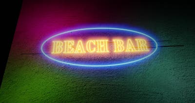 Beach Bar Schild Neon Grafik Beleuchtet Zeigt Sommerrestaurant Bar