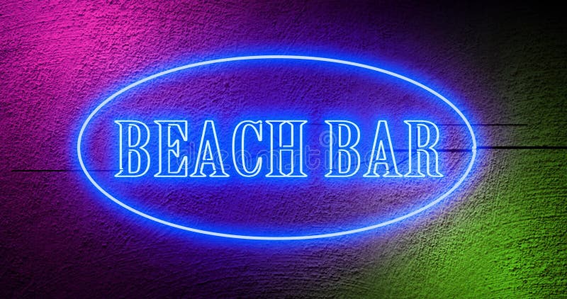 Beach Bar Schild Neon Grafik Beleuchtet Zeigt Sommerrestaurant Bar