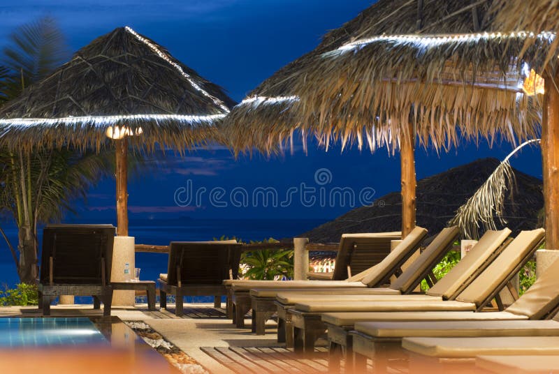Beach beds at resort stock image. Image of leisure, paradise 18284383