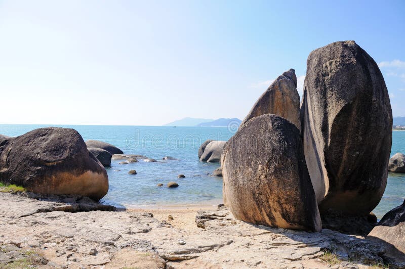 Beach with big stone