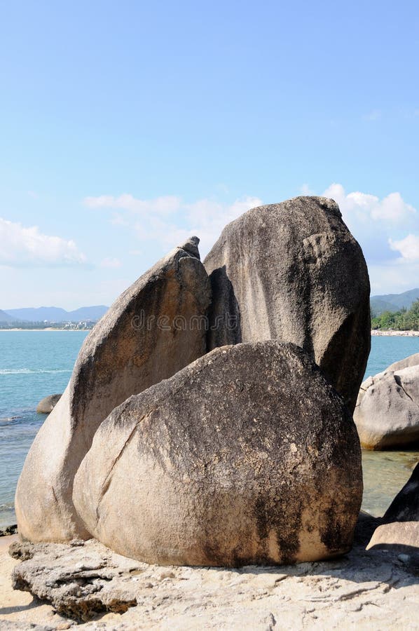 Beach with big stone royalty free stock photos
