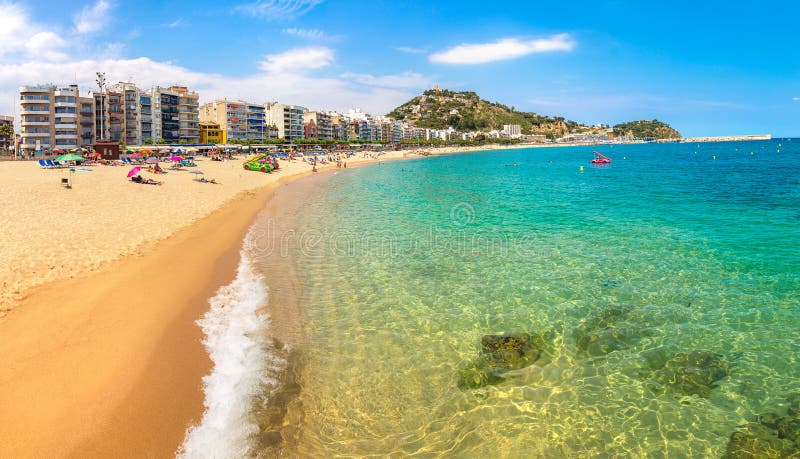 Beach in Blanes in Costa Brava Stock Image - Image of beach, leisure ...