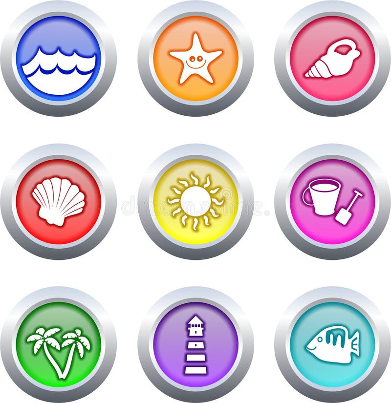 Beach buttons vector illustration Beach buttons vector illustration
