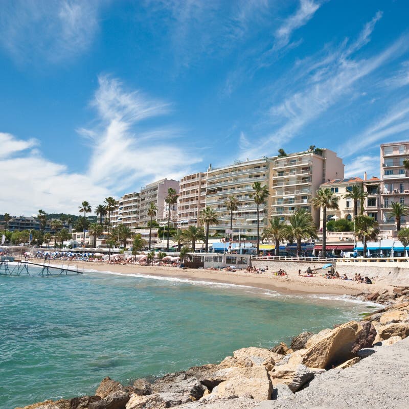 Beach in Cannes royalty free stock photos Beach in Cannes royalty free stock photos
