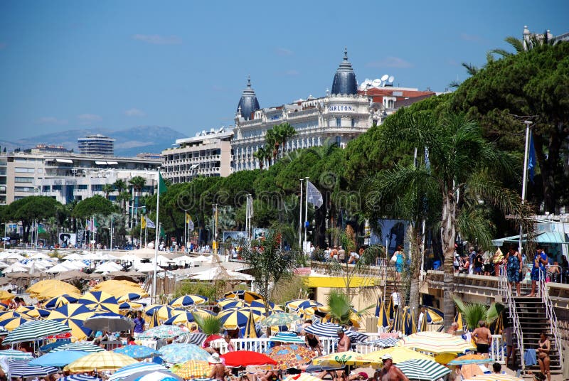 The beach in Cannes editorial stock image. Image of cote - 30850054