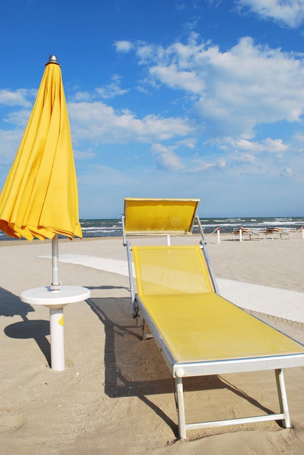 Beach chair and umbrella stock photo. Image of adriatic 20154802