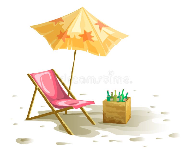 Beach chair and umbrella stock vector. Illustration of comfortable ...