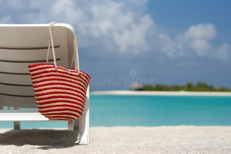Beach Chairs Bag White Sandy Beach Stock Photos Free & RoyaltyFree