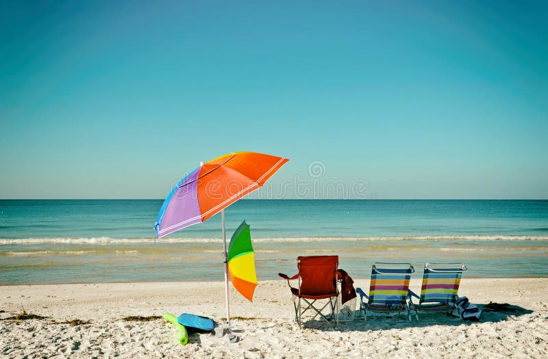 Beach Chairs with Umbrellas