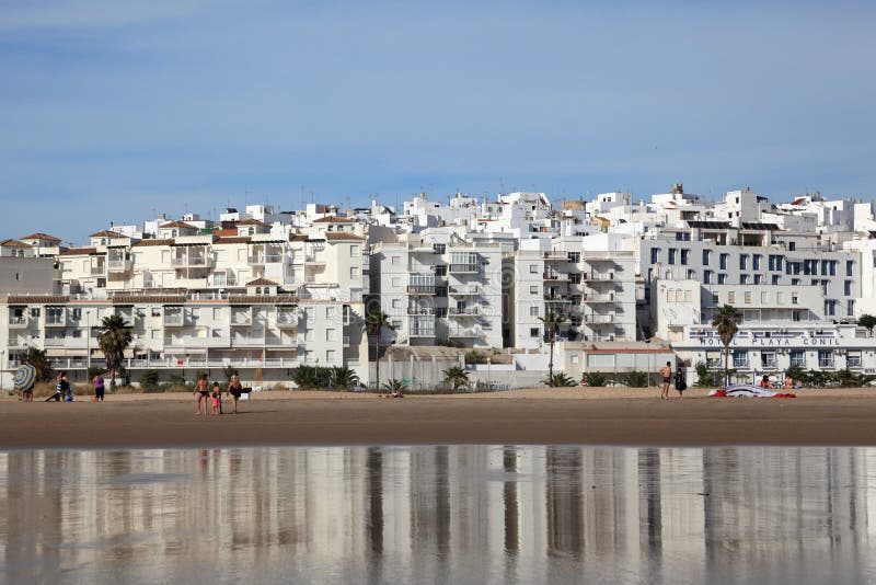 Beach and White Town, Conil De La Frontera. Editorial Image