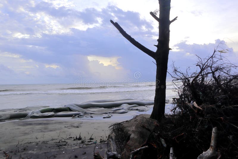 Beach Damage at Cox`s Bazar Sea Beach in Bangladesh