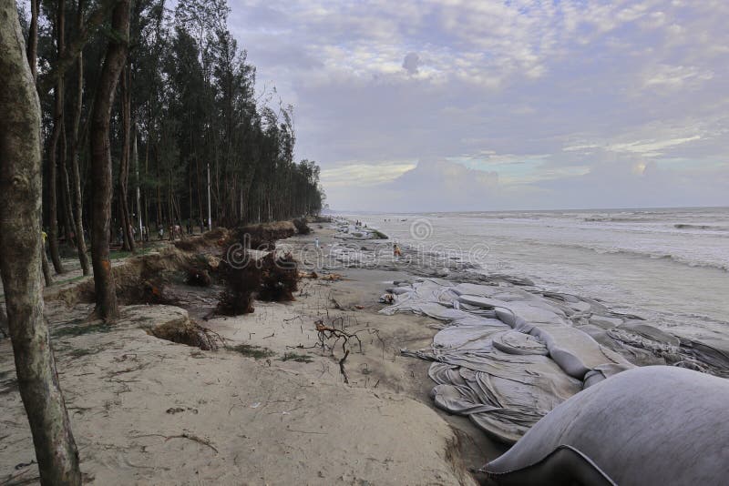 Beach Erosion at Cox`s Bazar Sea Beach in Bangladesh