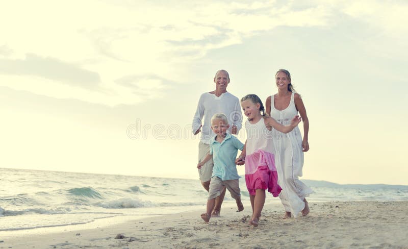Beach Family Vacation Parent Children Relaxation Concept