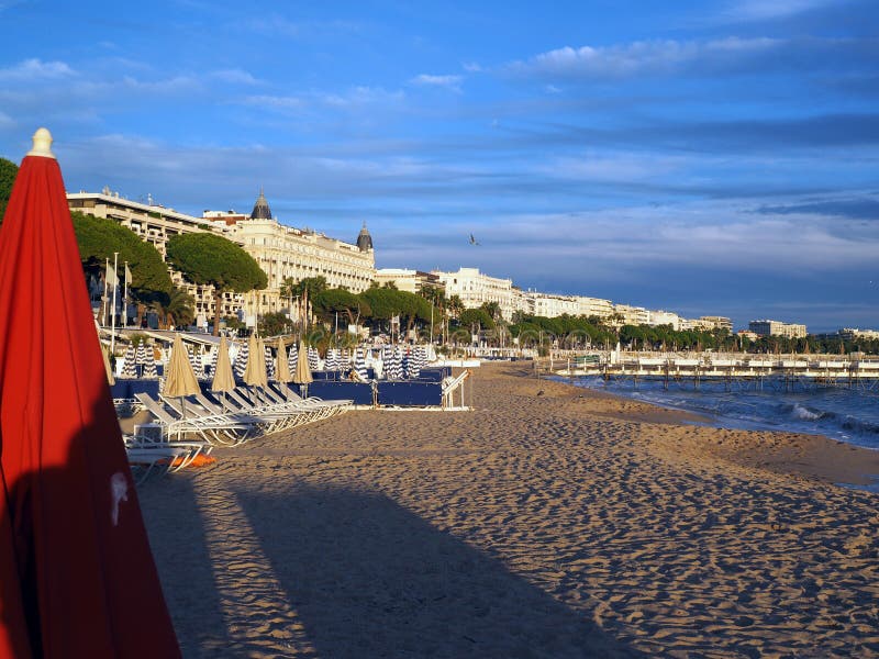 Beach and Famous Hotels Along Promenade De La Croisette Cannes F ...