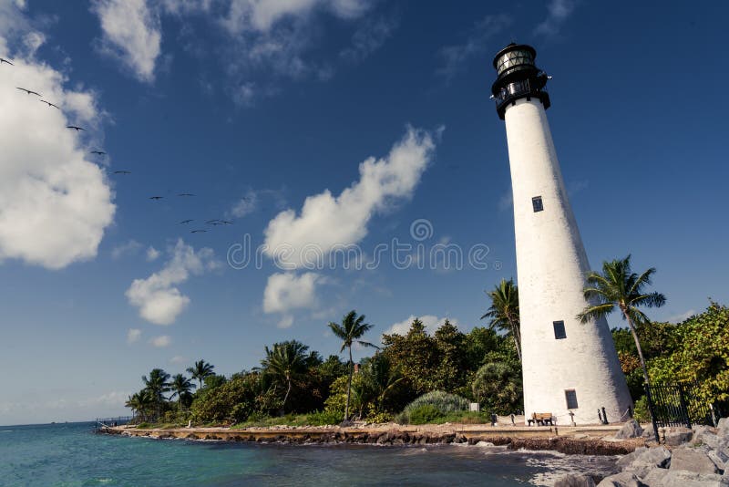 Beach Florida Lighthouse. Cape Florida Lighthouse, Key Biscayne, Miami