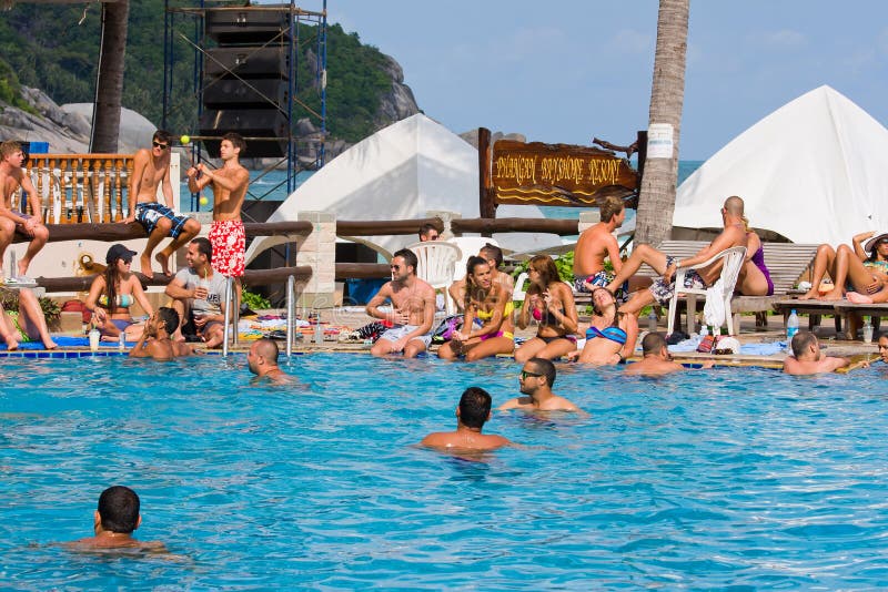 Beach before the full moon party in island Koh Phangan, Thailand