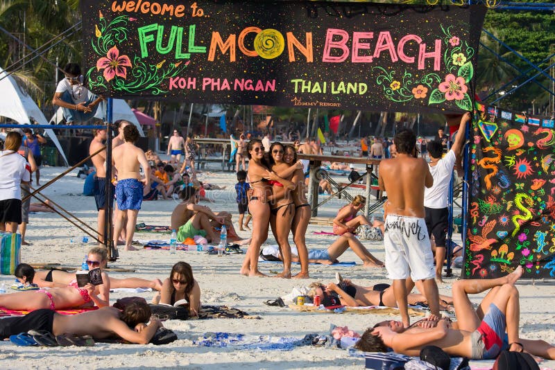 Beach before the full moon party in island Koh Phangan, Thailand