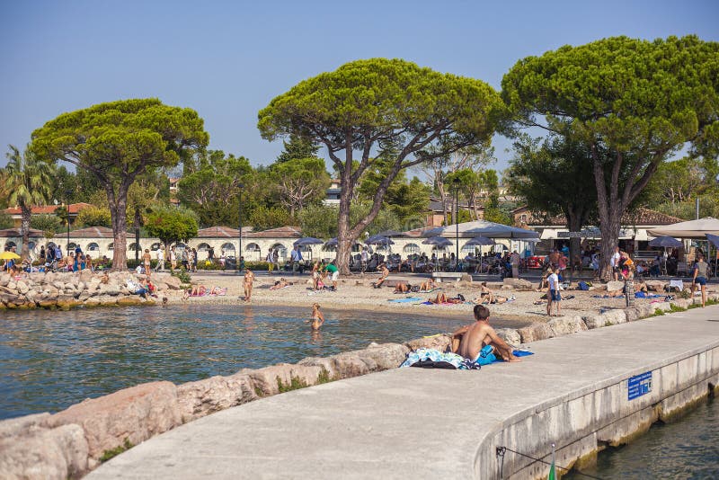 Lazise Beach in Garda Lake in Italy 2 Editorial Photo - Image of gold ...