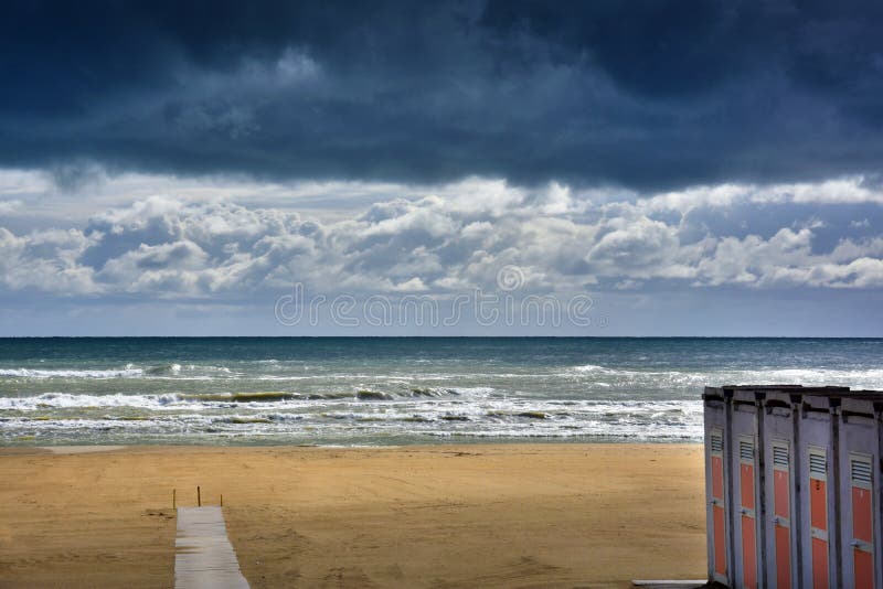 At the beach in Giulianova before the thunderstorm stock photography At the beach in Giulianova before the thunderstorm stock photography
