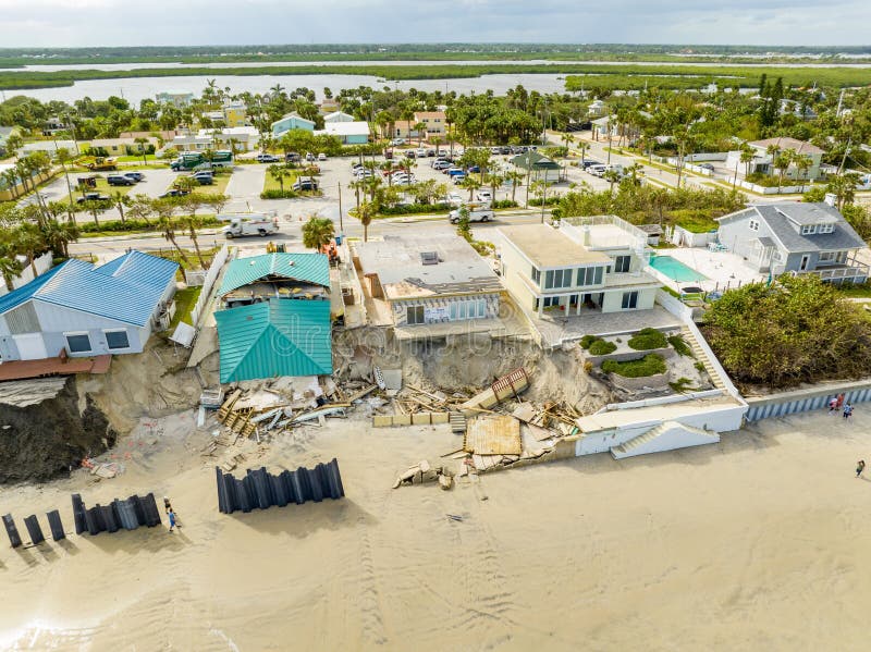 Beach Homes Collapse Aftermath Hurricane Nicole Daytona Florida