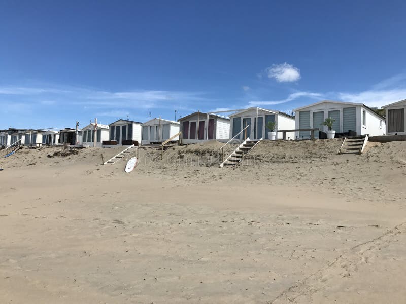 Beach houses zandvoort stock image. Image of leisure 134989859