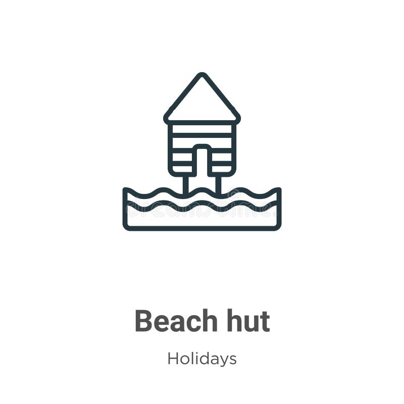 Beach hut outline vector icon. Thin line black beach hut icon, flat vector simple element illustration from editable holidays