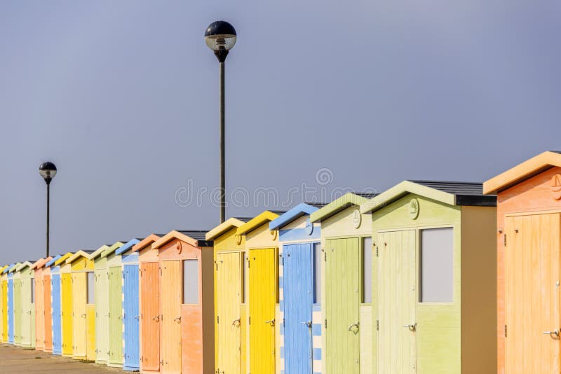 Beach huts royalty free stock images