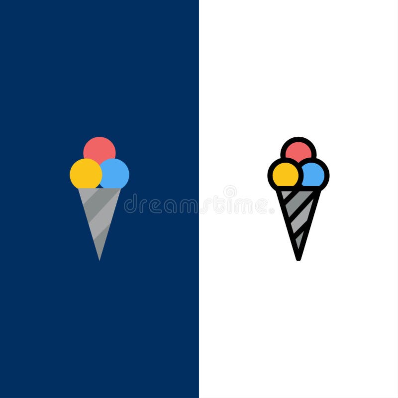 Beach, Ice Cream, Cone Icons. Flat and Line Filled Icon Set Vector Blue Background stock illustration Beach, Ice Cream, Cone Icons. Flat and Line Filled Icon Set Vector Blue Background stock illustration