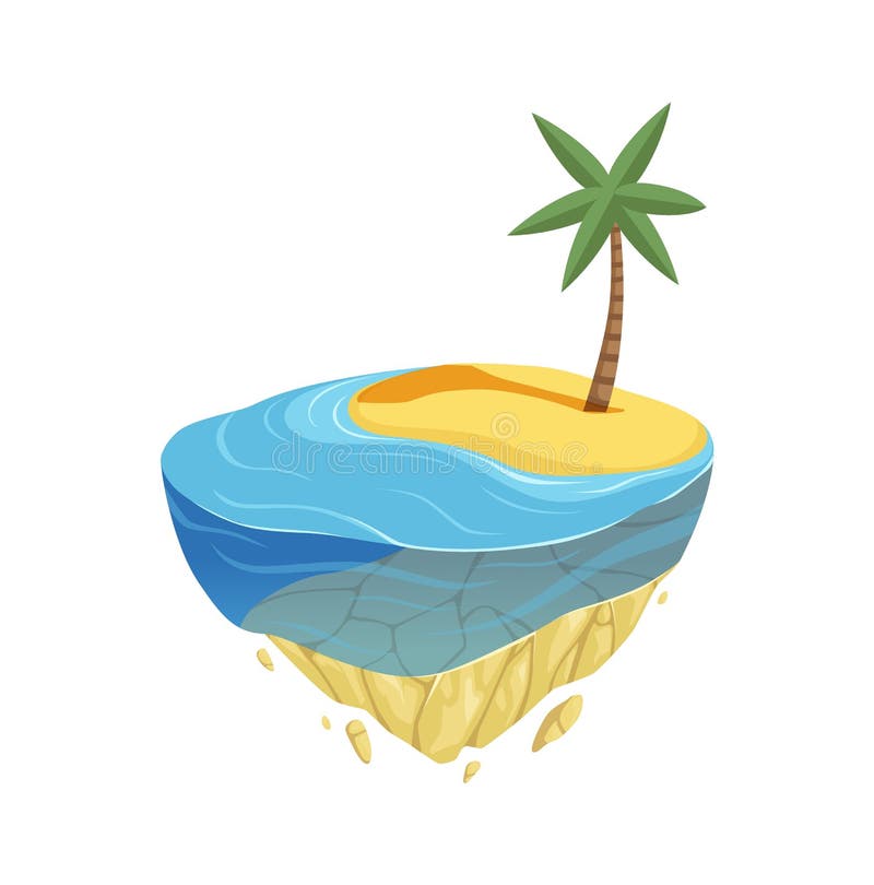 Island Isometric. Flying Lands with Different Types of Textures Crystal ...