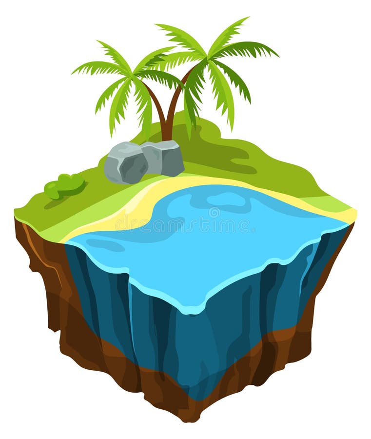 Beach Isometric Flying Island. Tropical Land Texture Stock Vector ...