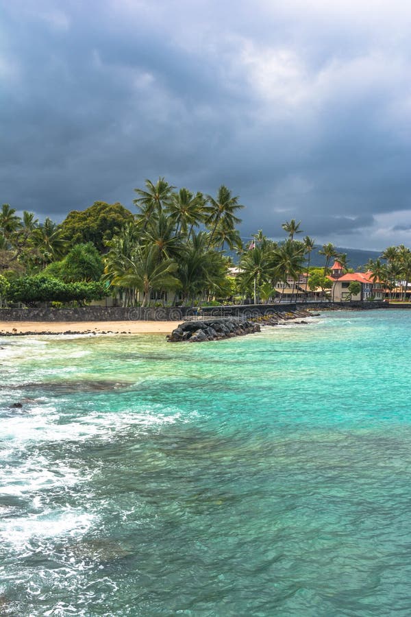 The Beach of Kailua, Kona, Hawaii Stock Image Image of view, seafront