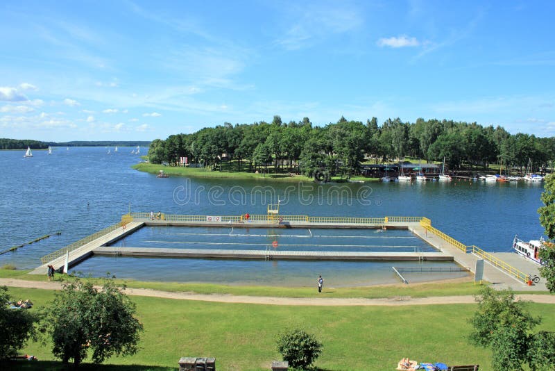 Beach at the lake stock images