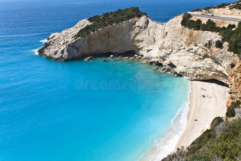 Beach at Lefkada island in Greece. royalty free stock photography