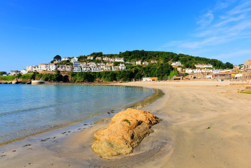 Beach Looe Cornwall with rocks and sand