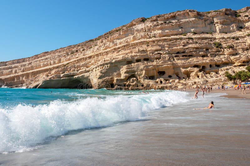 Beach at Crete, Greece Editorial Photo - Image matala, 137389226