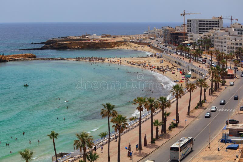 Beach in Monastir, Tunisia in Africa.