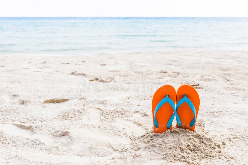 Rainbow flip flops beach stock image. Image of yellow - 11307841