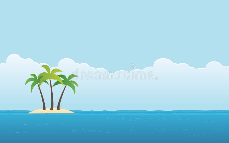 Beach With Palm Tree On Little Island And Blue Sky Background In Flat Icon Design Stock Illustration Illustration Of Beautiful Caribbean 121694784