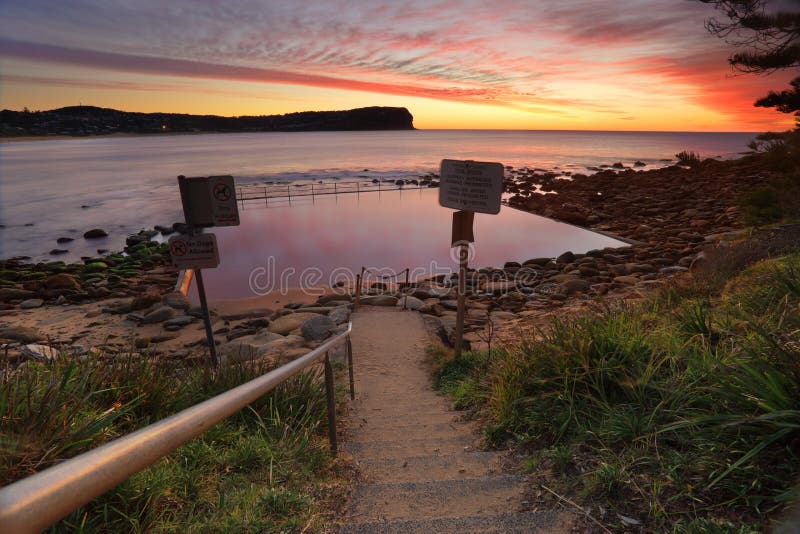 Beach path to Tidal Baths at Macmasters Beach royalty free stock image