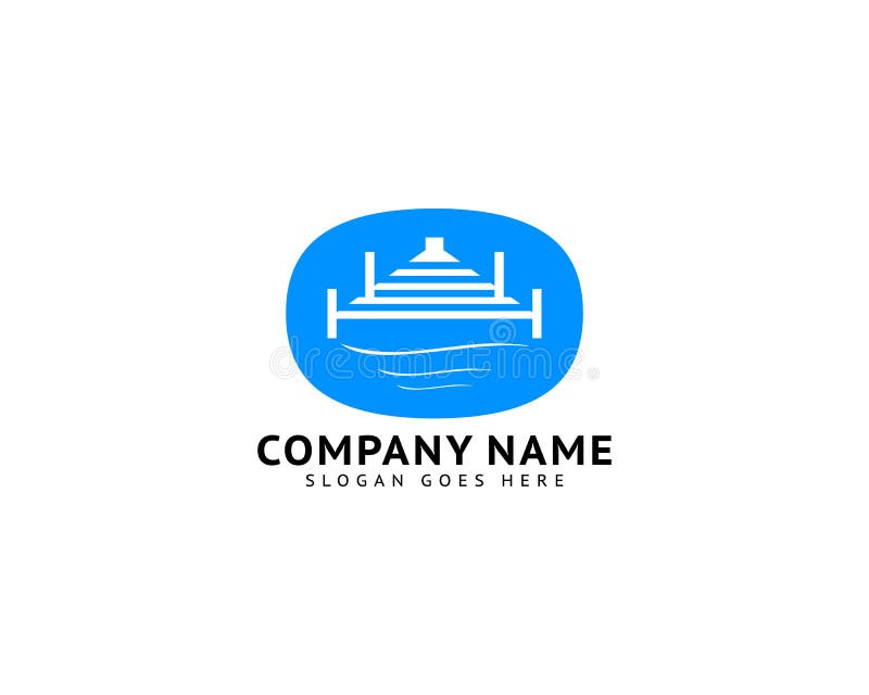 Beach Pier Dock Logo Design Vector