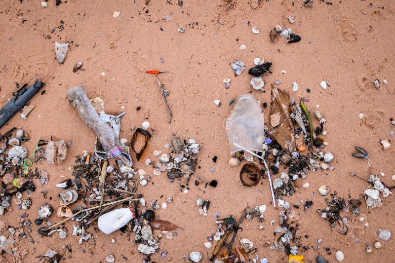 Beach pollution. Garbage on the beach