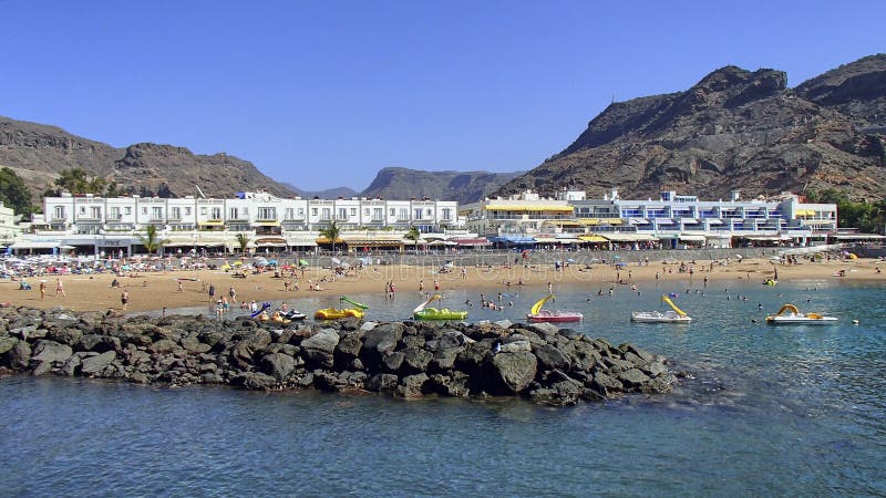 Beach of Puerto de Mogan at the canary Island Gran Canaria stock photo Beach of Puerto de Mogan at the canary Island Gran Canaria stock photo