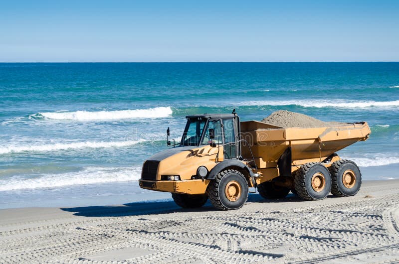 Beach Renourishment with Dump Truck Stock Photo Image of tire