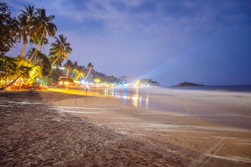 Beach At Night In Sri Lanka Stock Photo - Image of ocean, cafe: 130445094