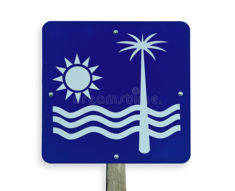 Beach road sign, clipping path.