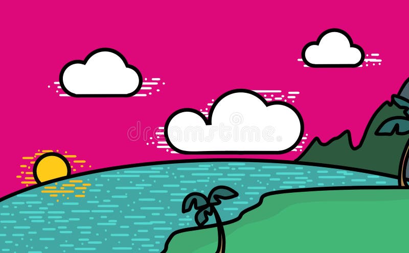 Sunset Beach Illustration Pink Sky , Beach Stock Illustration - Illustration of drawing, sunset: 204071751 Sunset Beach Illustration Pink Sky , Beach Stock Illustration - Illustration of drawing, sunset: 204071751