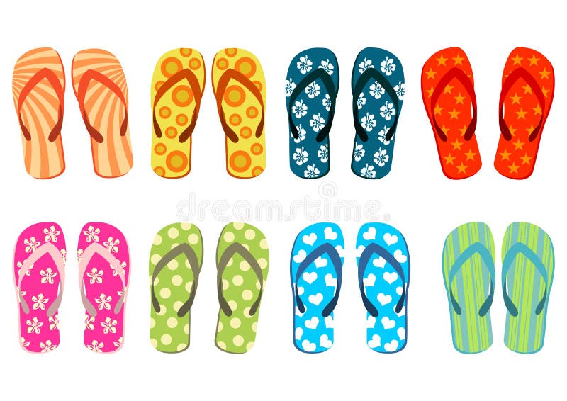 Flip Flops Seamless Pattern Stock Vector - Illustration of footwear ...